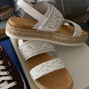 White and silver sandals- never worn